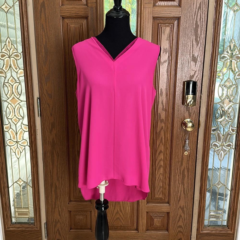 018 Cato Pink Sleeveless Hi-Lo Top